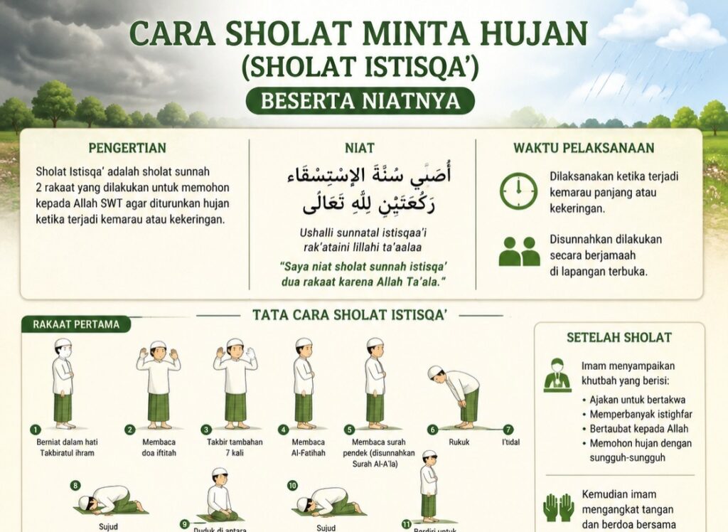 Cara Sholat Minta Hujan Beserta Niatnya